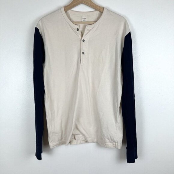 J.CREW Long Sleeve Henley T-shirt M Colorblock Contrast Sleeve Y2k 90s Grunge - Picture 1 of 6